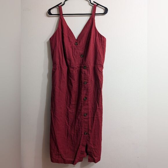 Maurices linen button  front dress rust red, size M - Picture 4 of 6